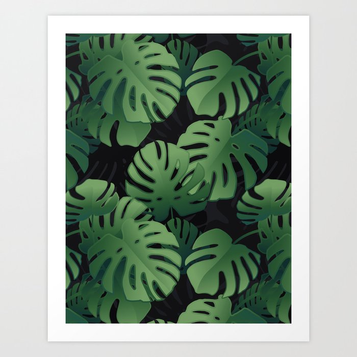 Modern Monstera Leaves Tropical Jungle Art Print