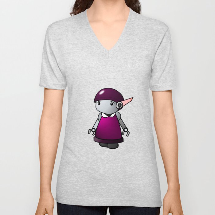 Robinette, the Robot girl V Neck T Shirt