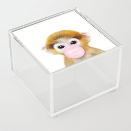 Baby Monkey Blowing Bubble Gum by Zouzounio Art Acrylic Box