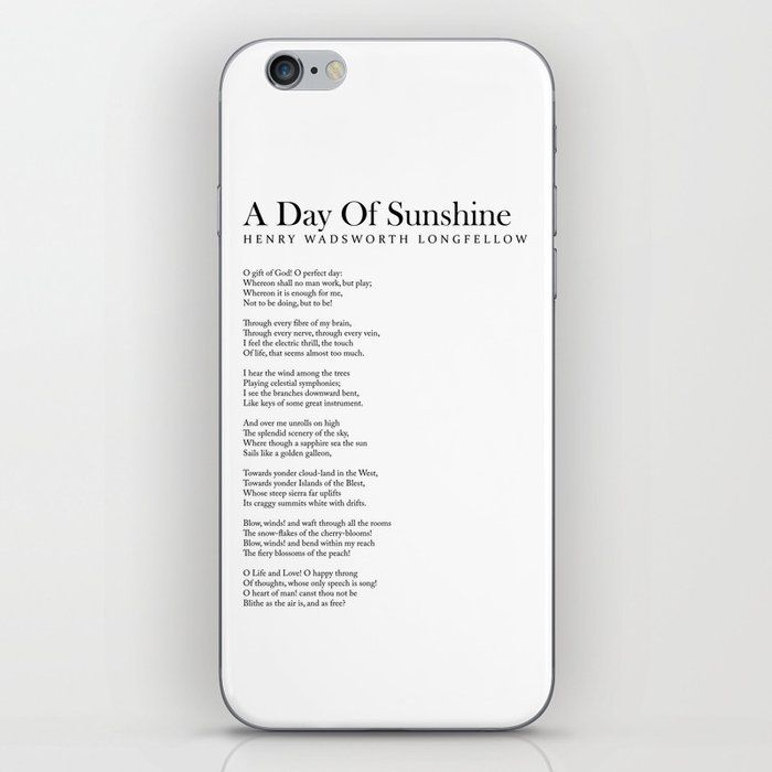 A Day Of Sunshine - Henry Wadsworth Longfellow Poem - Literature - Typography Print 2 iPhone Skin