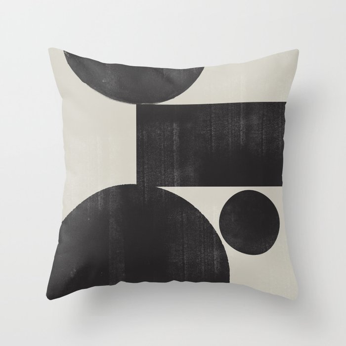 Abstract Black and Beige Geometric No. 1 Throw Pillow