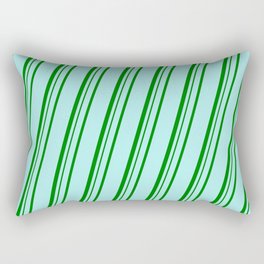[ Thumbnail: Turquoise & Green Colored Stripes Pattern Rectangular Pillow ]