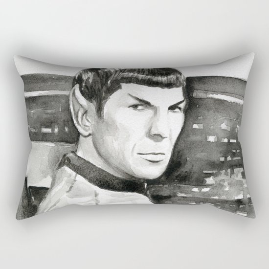 Spock Leonard Nimoy Portrait Sci-fi Geek Painting Rectangular Pillow