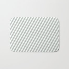 [ Thumbnail: Grey & Mint Cream Colored Stripes/Lines Pattern Bath Mat ]