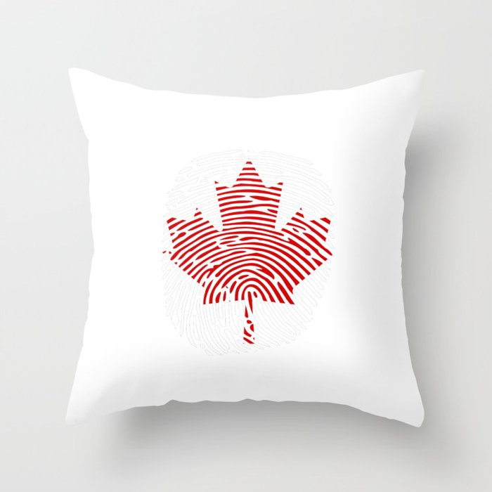 Canada Flag in Fingerprint Throw Pillow