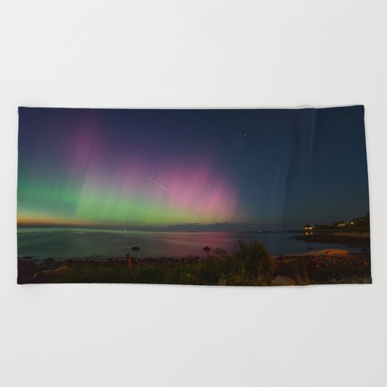 Pink Aurora at Old Garden Beach Beach Towel