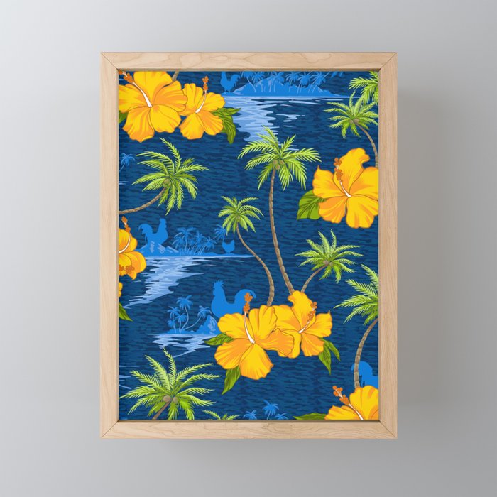 Lumahai Beach Hidden Hawaii Scenic - Classic Blue Framed Mini Art Print