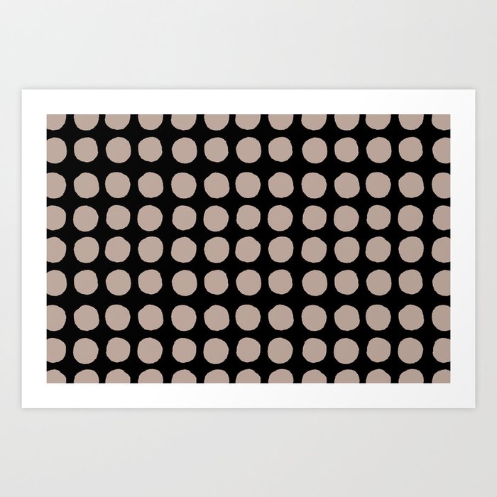 Black and Taupe Abstract Polka Dot Pattern Pairs DE 2022 Trending Color Frontier Land DE6074 Art Print