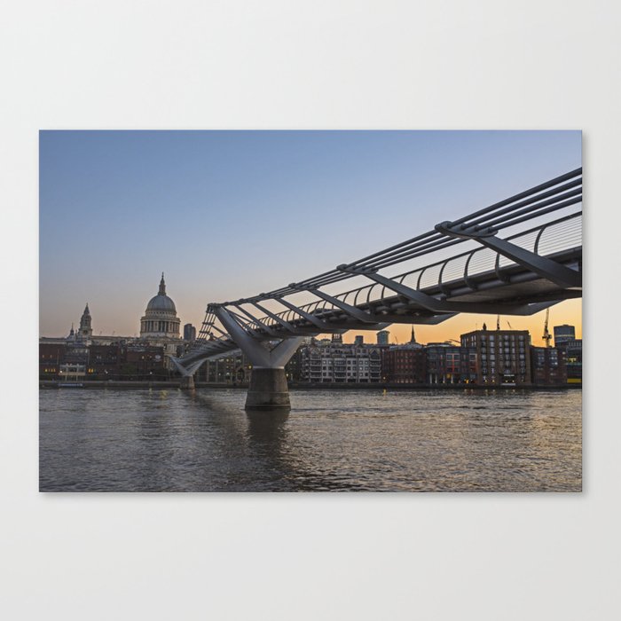 London England Millenium Bridge at Sunrise Thames River Canvas Print