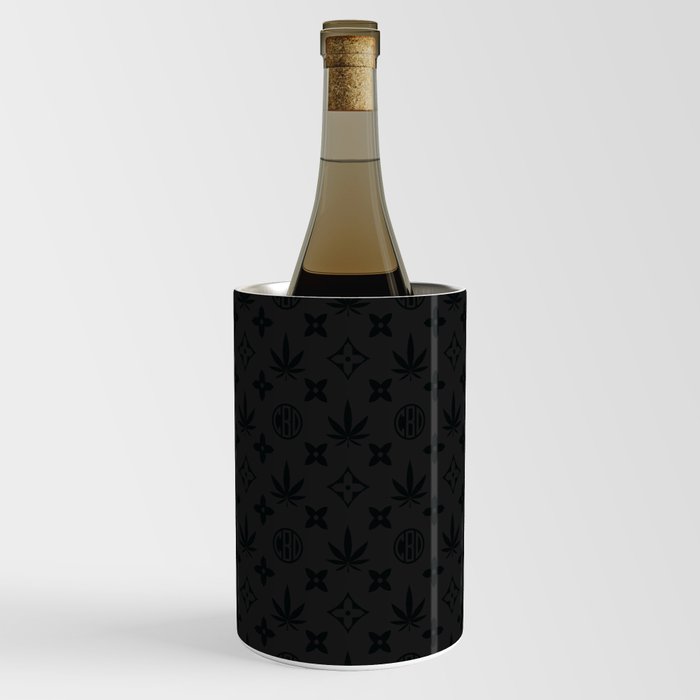Dark Marijuana tile pattern. Digital Illustration background Wine Chiller