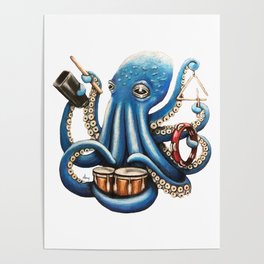 "Octo Rhythm" - Octopus Percussion Poster