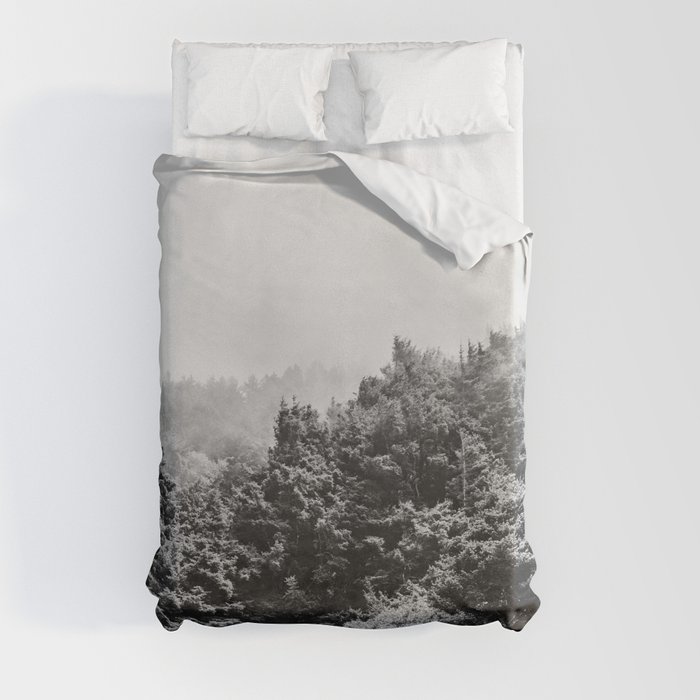 Forest in the Fog | Black and White | Travel Photography Duvet Cover