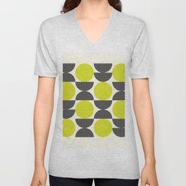 yellow dot geometrical pattern V Neck T Shirt