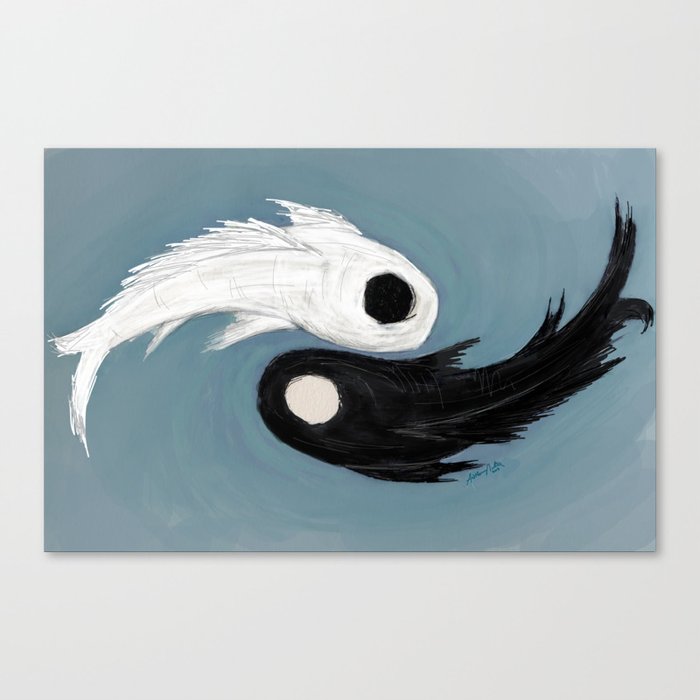 Ying and Yang Koi Fish Canvas Print
