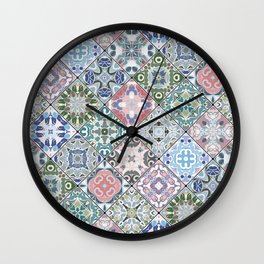 Mediterranean Decorative Tile Print XV Wall Clock