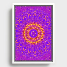 Yellow Purple Kaleidoscope Flame Framed Canvas