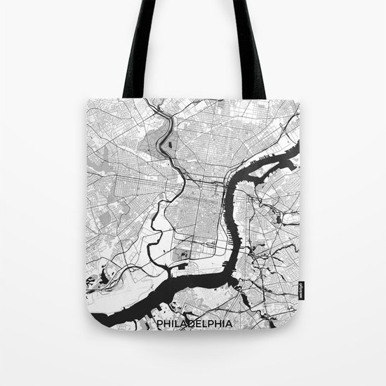 Philadelphia Map Gray Tote Bag