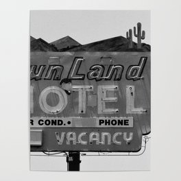 Vintage Neon Sign In Tucson - Sun Land Motel Poster