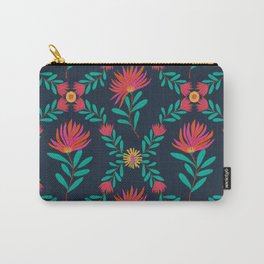 Bright Floral Diamond Pattern with Navy Background Carry-All Pouch