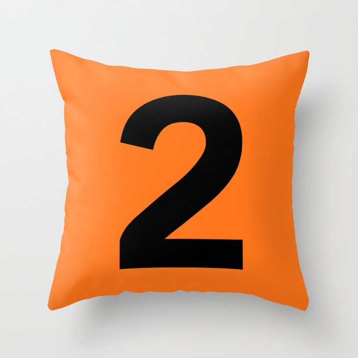 Number 2 (Black & Orange) Throw Pillow