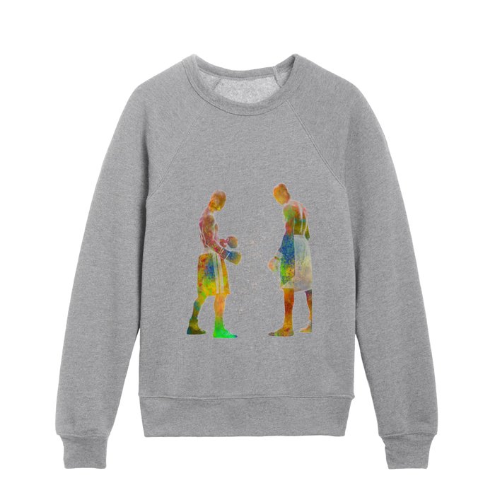 Boxing in watercolor Kids Crewneck