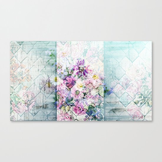 Pastel Daisies Quilt Canvas Print