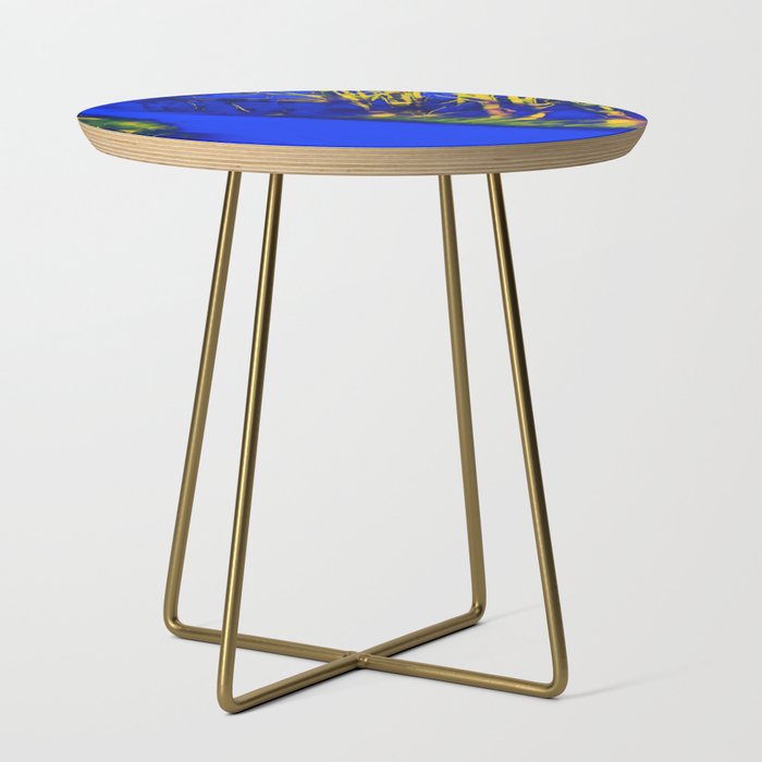 Blue Moon Forest Landscape Scenery expressionistic in colorful blue and yellow colors Side Table