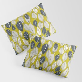 leaves and feathers chartreuse Pillow Sham