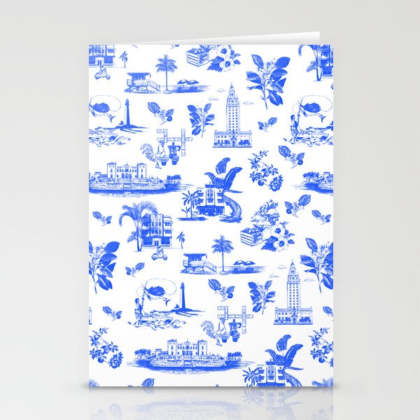 Miami Toile - Blue Stationery Cards