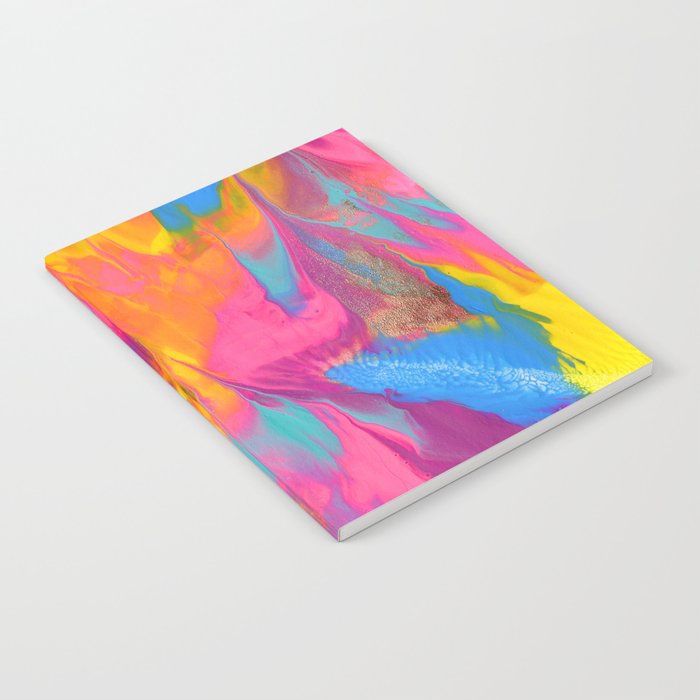 Rainbow and Gold Abstract Fire Notebook