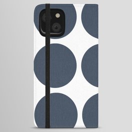 Mid-Century Modern Navy Dots On White iPhone Wallet Case