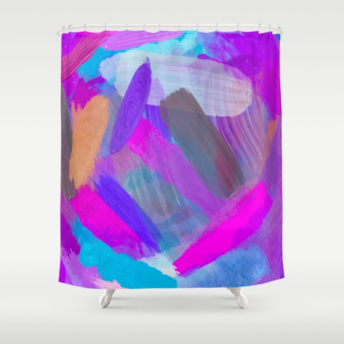 pink brown purple blue painting abstract background Shower Curtain