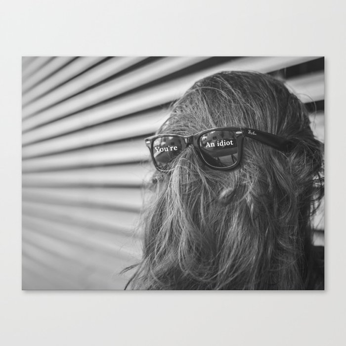 You're An Idiot! - Not Sasquatch or Chewbacca humorous rorschach black and white photograph  Canvas Print