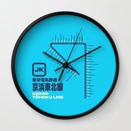 Keihin Tohoku Line Tokyo Train Station List Map - Cyan Wall Clock | Station, Keihintohoku, Train, Keihintohokuline, Map, Tokyo, Graphicdesign, Trainline, Japan 