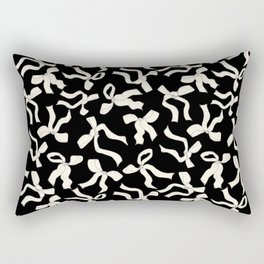 Coquette cream beige bows on a black background pattern Rectangular Pillow