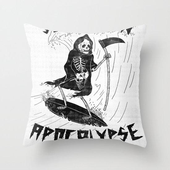 Surf Now, Apocalypse Later Throw Pillow