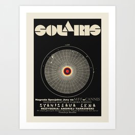 Vintage Polish movie poster for premiering Solaris at the Cannes Film Festival, 1972. Art Print