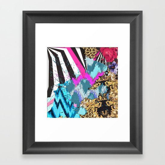 Fashion | Chic aztec pink teal zebra stripes leopard pattern Framed Art Print
