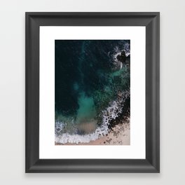 Aerial Ocean Print - Emerald Green Ocean - Beach - Crashing Waves - Aerial sea photography Framed Art Print