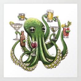 "Octo Buzz" - Octopus Cocktails Art Print