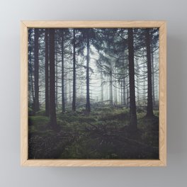 Through The Trees // Fog Forest Home Framed Mini Art Print