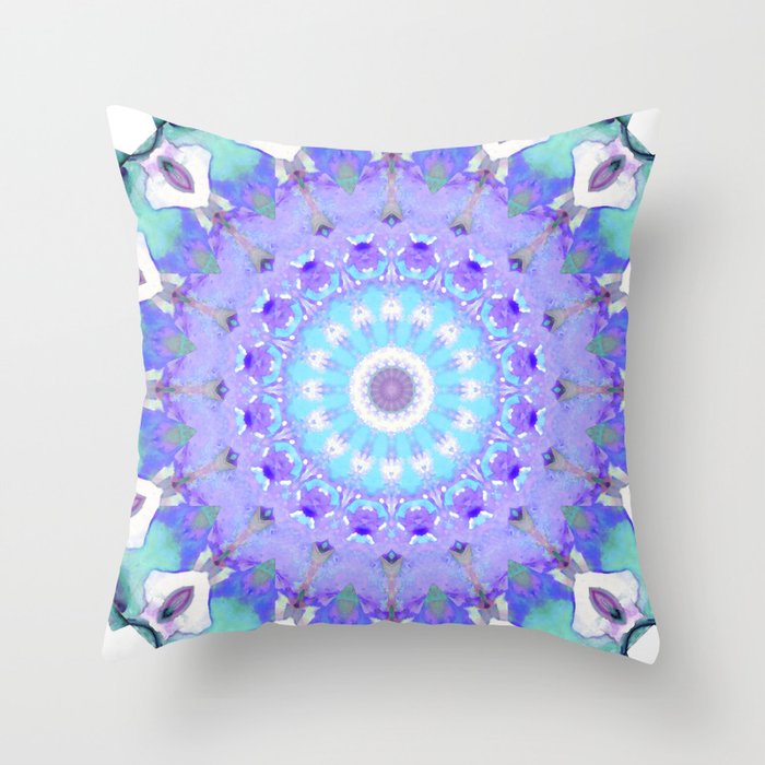 Crown Light Mandala Art In Purple And Blue by Sharon Cummings Throw Pillow