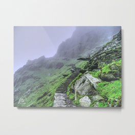 Skellig Stairway (Ireland) Metal Print | Celtic, Ancient, Mist, Photo, Starwars, Skellig, Ruins, Nature, Rocky, Ireland 