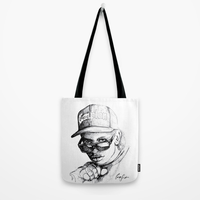 Digital Drawing 34 Easy E In Black White Tote Bag By
