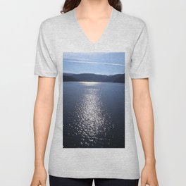 Blue mountain lakescape V Neck T Shirt