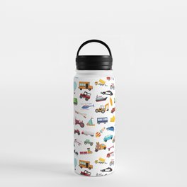 Little Boy Things That Move Vehicle Cars Pattern for Kids Water Bottle
