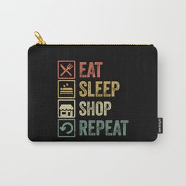 Funny eat sleep shop repeat retro vintage gift Carry-All Pouch