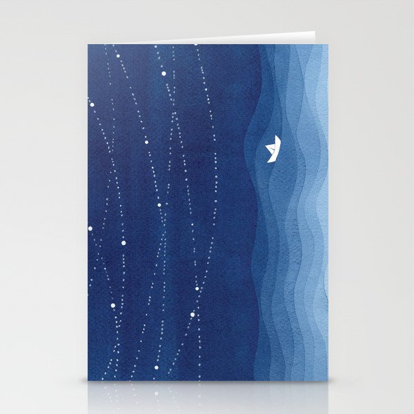 Follow the garland of stars, ocean, sailboat Stationery Cards