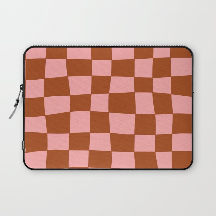 Hand Drawn Checkerboard Pattern (burnt orange/pink) Laptop Sleeve