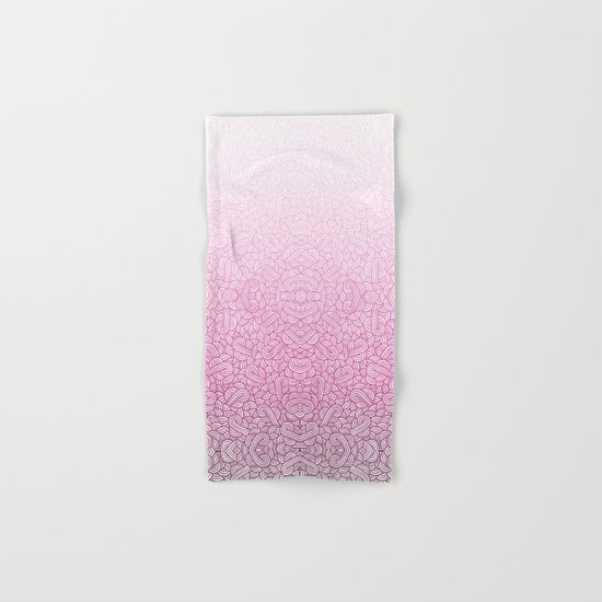 Gradient pink and white swirls doodles Hand & Bath Towel